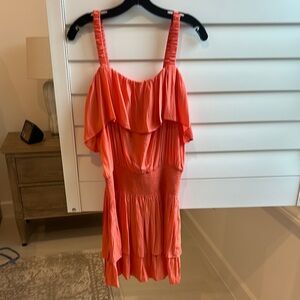 Ramy Brook (Leon)Vibrant Coral Ruffle Dress